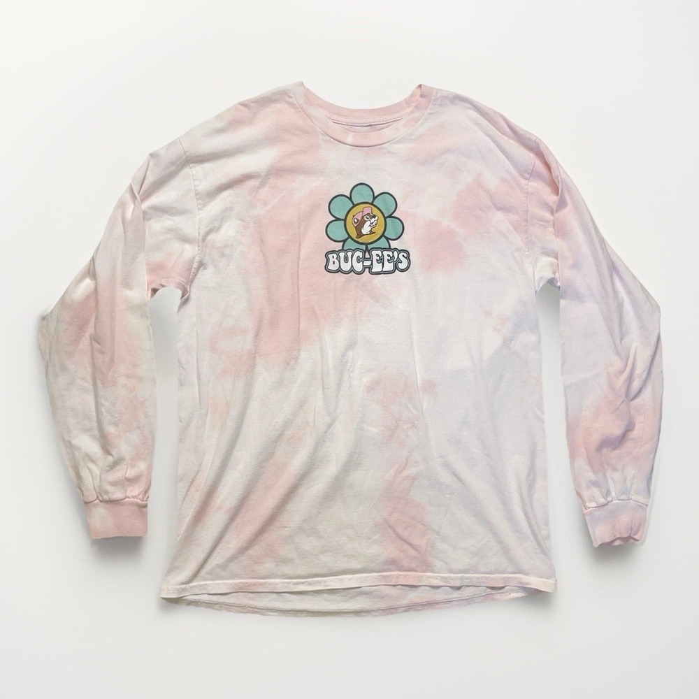 Bucees Womens Be Kind Tie Dye Long Sleeve Shirt Pink Size L Gift Texas Cute